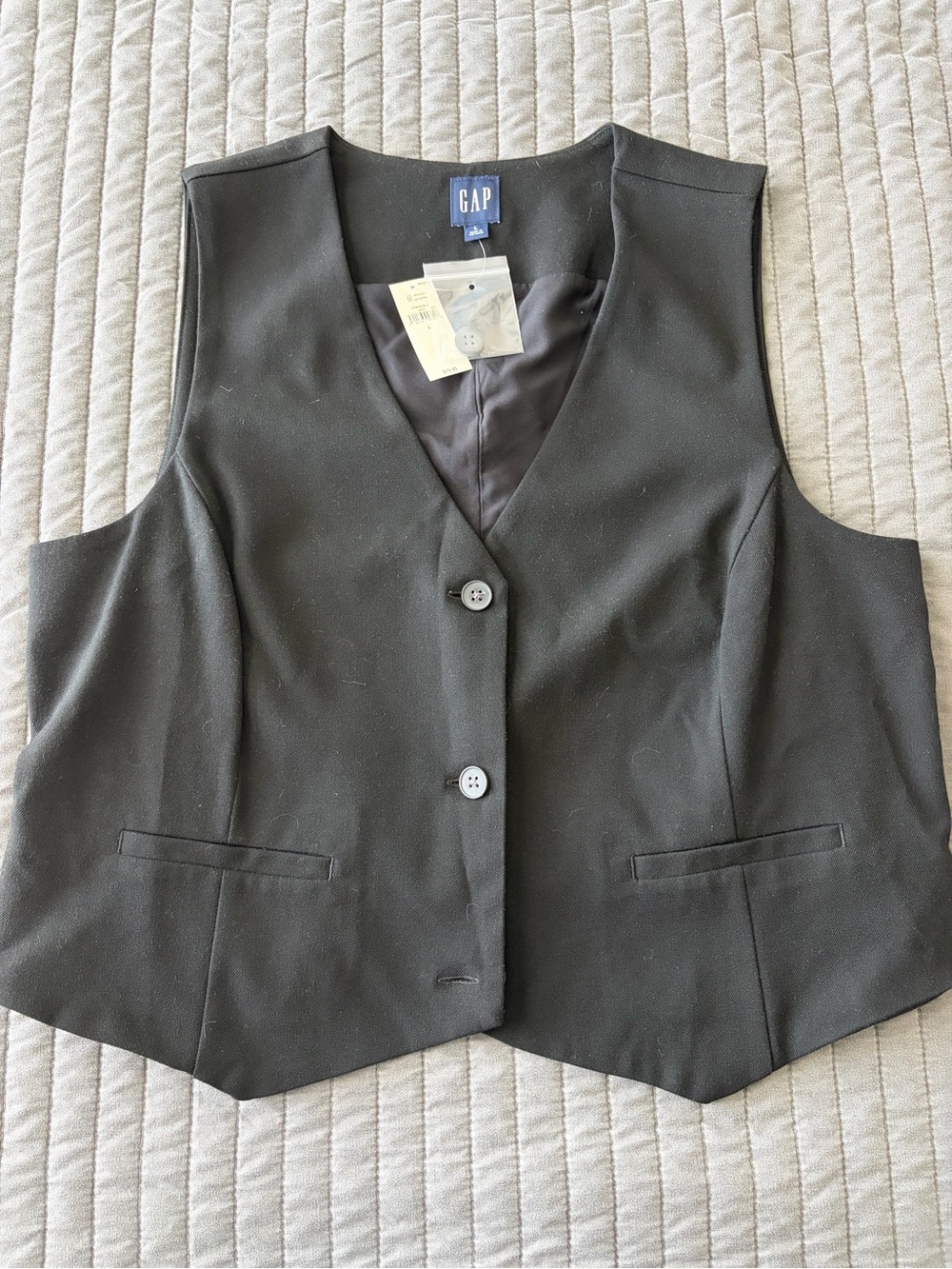 Gap Black Tailored Suit Vest Waistcoat Menswear V-Neck Size L NWT